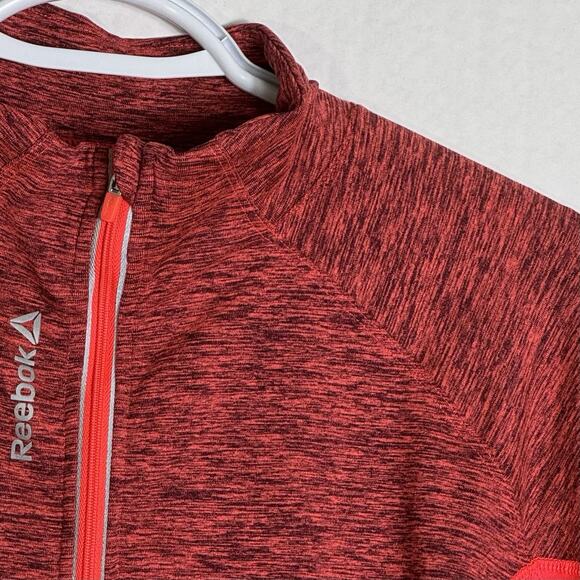Reebok Mens XL Quarter Zip Pullover Red Black Long Sleeve Running Training Shirt - Picture 3 of 8